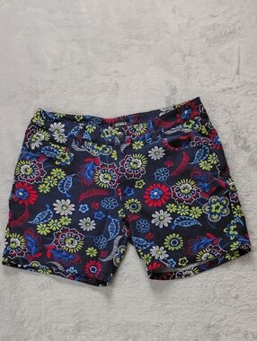 St33le Navy with Multicolored Floral Print Five Pocket Stretch Shorts Size 31